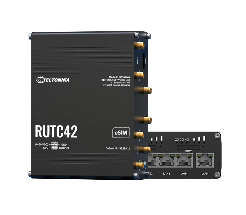 Routeur 2× modem 4G-LTE Cat4, 2× SIM/eSIM, WiFi6, 5×LAN Gb + PoE, BACnet, Modbus, MQTT | RUTC42