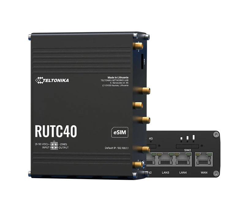 Routeur 4G-LTE Cat4, 3G/2G, double SIM + eSIM, WiFi6, 5× Ethernet Gigabit + PoE passif, GPS/GNSS | RUTC40
