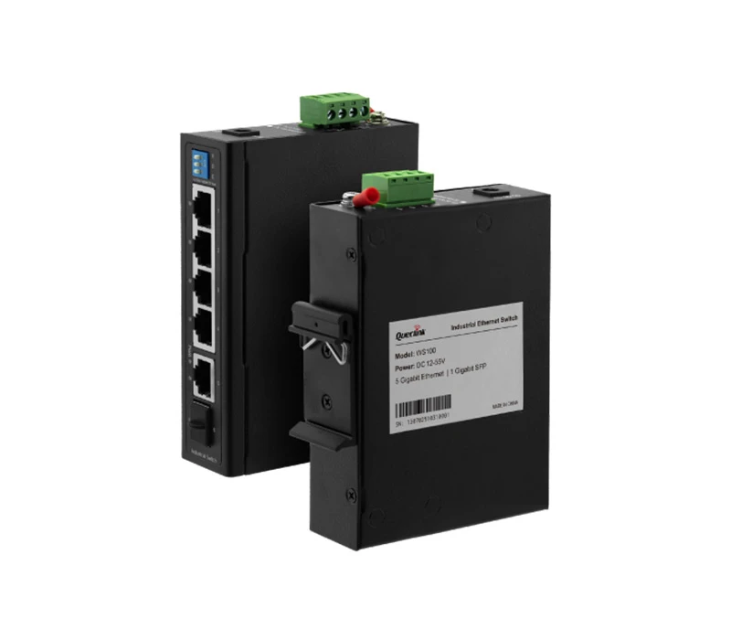 Switch industriel 5× Ethernet Gigabit + 1 port SFP, Rail DIN intégré | WS100